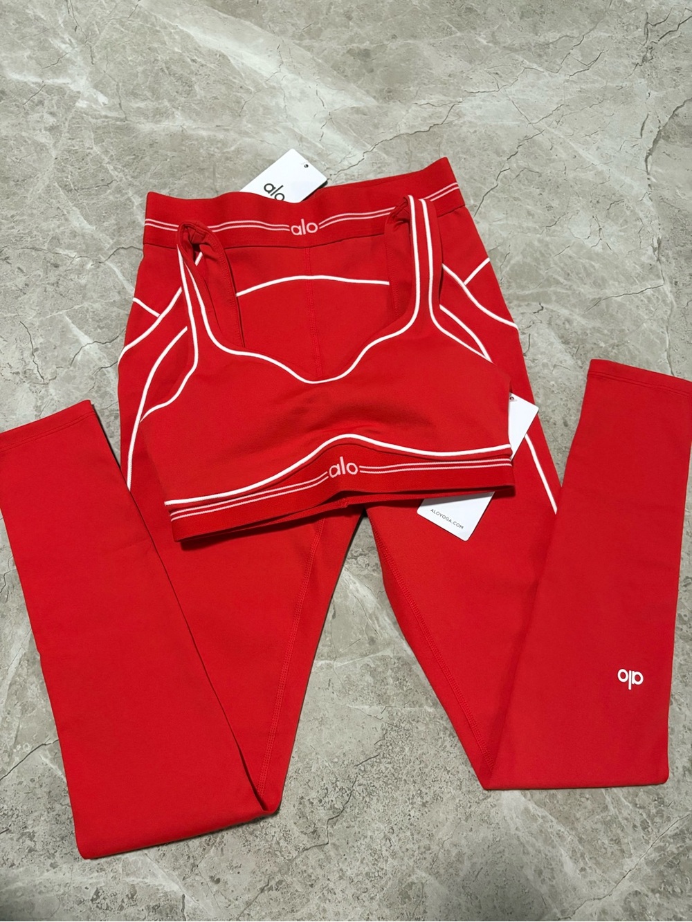 ALO Yoga Red Seam-Detail Leggings